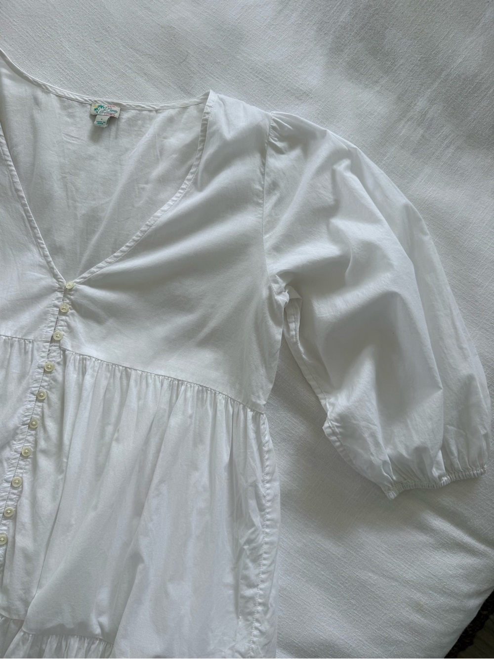 J. Crew Beachwear Oversized Tired White Cotton Swim Cover - Women Small
